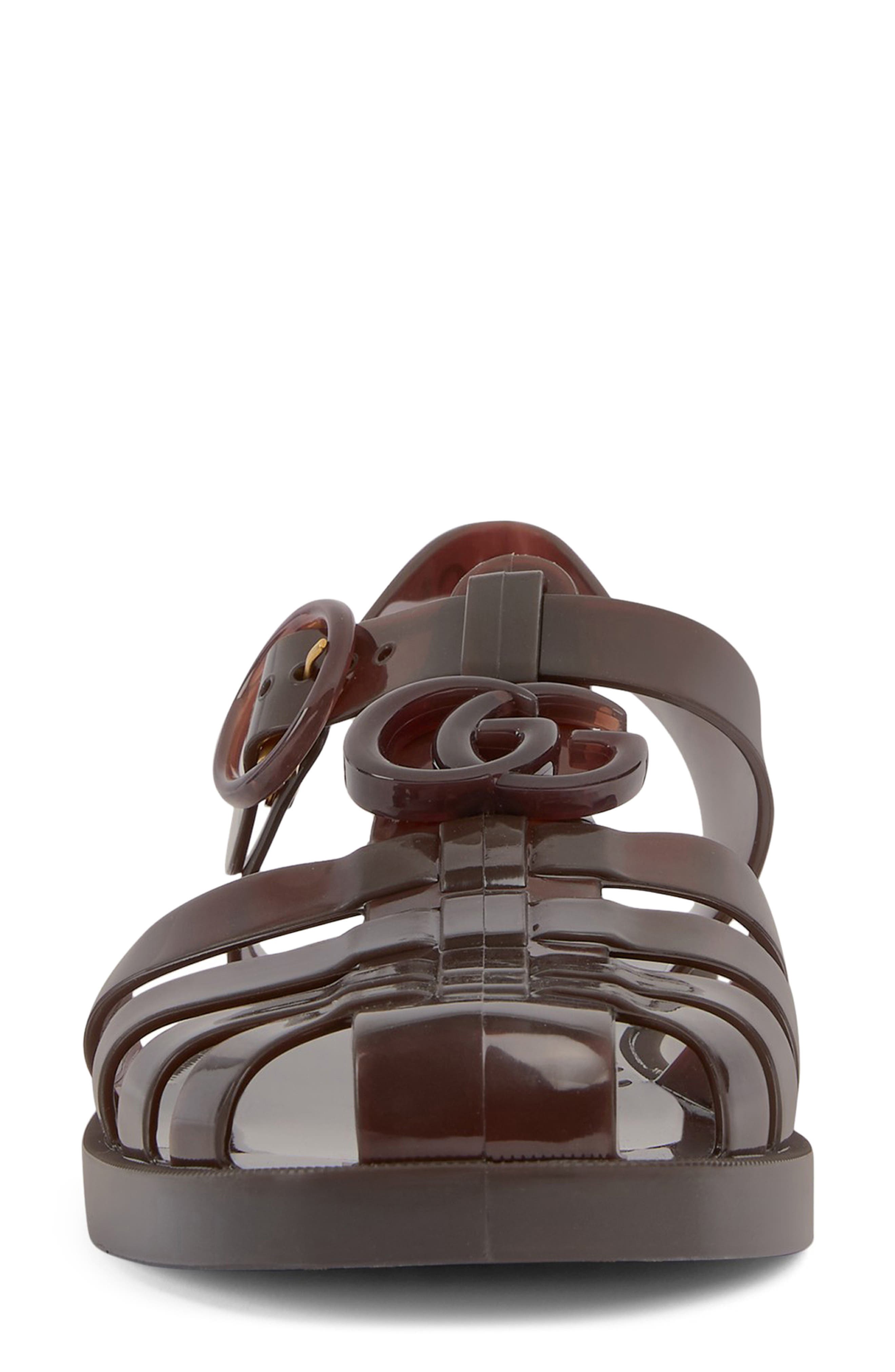 Gucci Marmont Jelly Sandal, Alternate, color, Brown