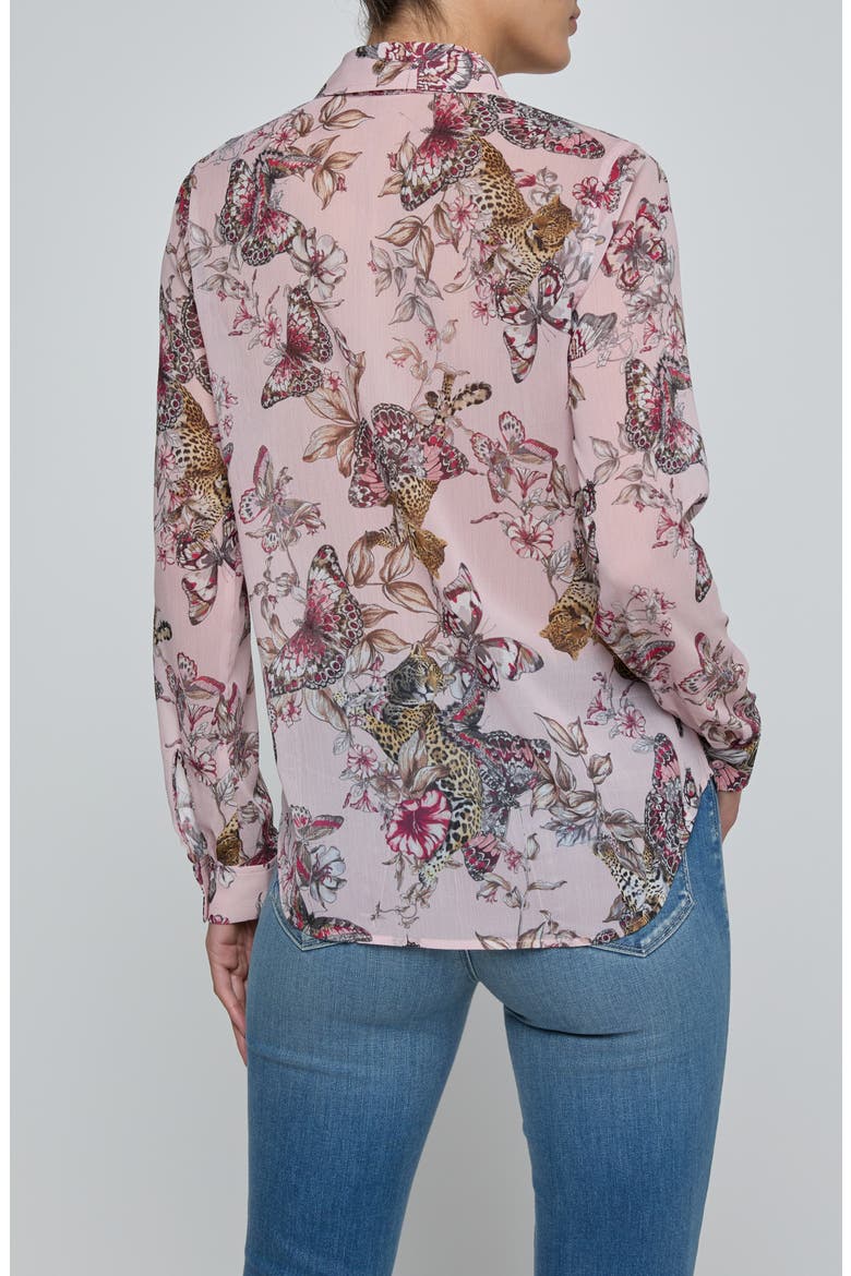 Laurent Mixed Print Button-Up Shirt, Alternate, color, LIGHT PINK