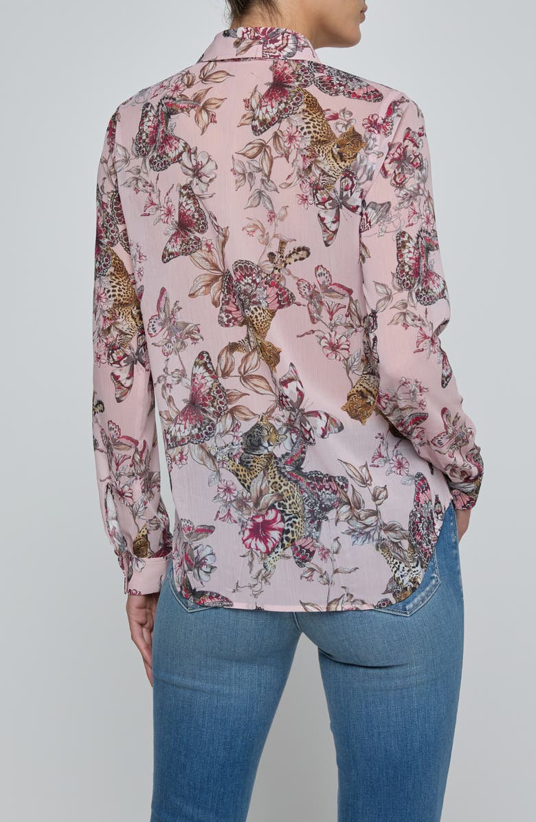 L'AGENCE Laurent Mixed Print Button-Up Shirt, Alternate, color, Light Pink