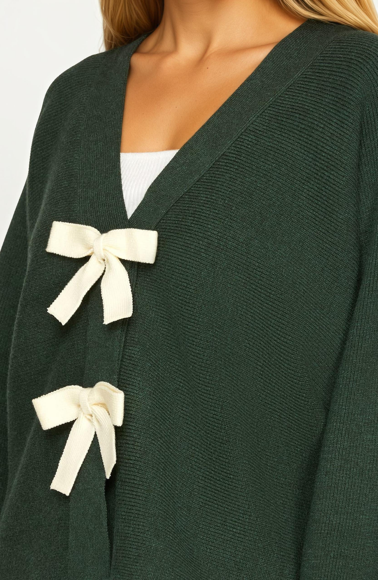 Knit and Lounge Bow Front Knit Cardigan, Alternate, color,