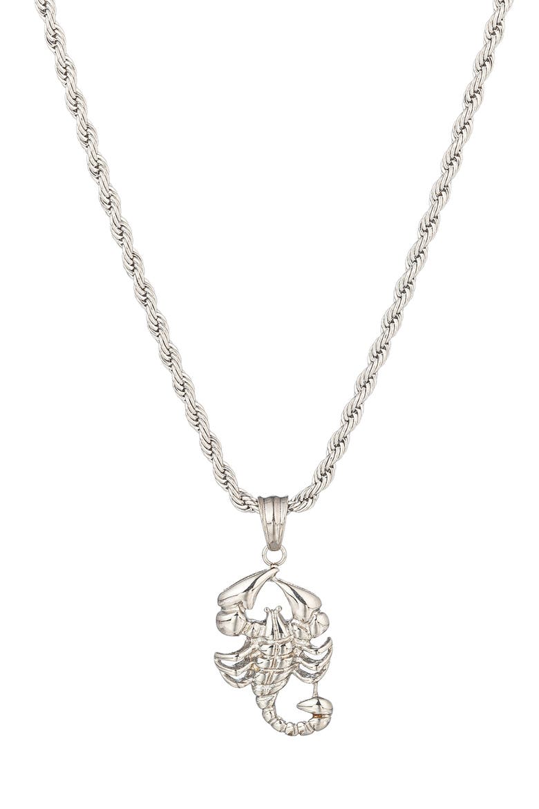 Scorpion Pendant Necklace, Main, color, SILVER