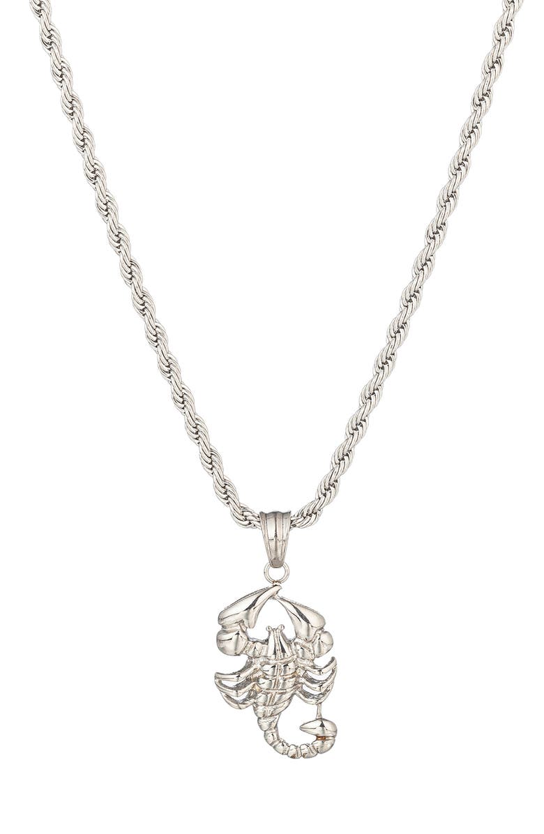 EYE CANDY LOS ANGELES Scorpion Pendant Necklace, Main, color, Silver