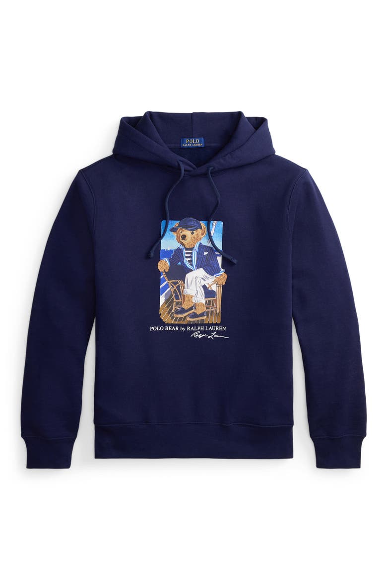 Polo Bear Cotton Fleece Hoodie, Alternate, color, NEWPORT BEAR- NEWPORT NAVY