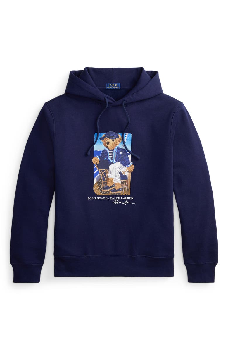 Polo Ralph Lauren Polo Bear Cotton Fleece Hoodie, Alternate, color, Newport Bear- Newport Navy