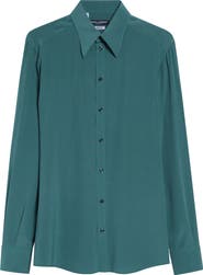 Dolce&Gabbana Regular Fit Silk Crêpe de Chine Button-Up Shirt