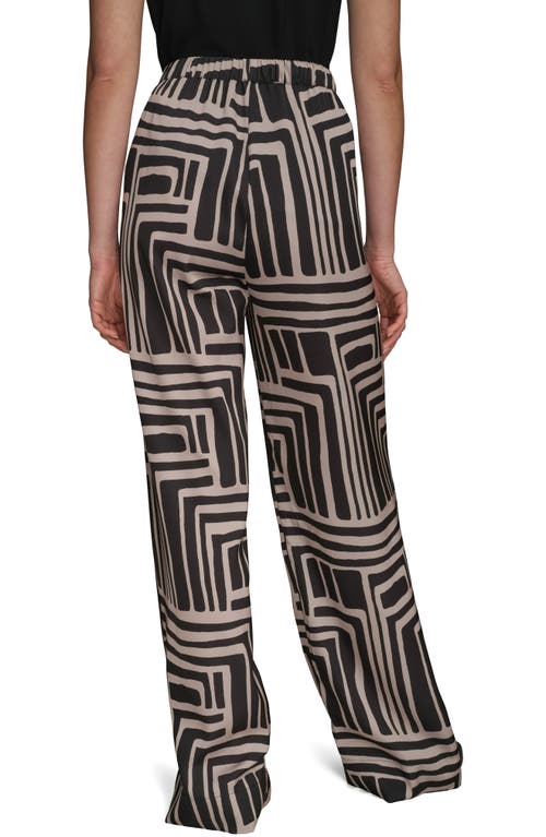 Donna Karan New York Geo Print Wide Leg Pants In Black