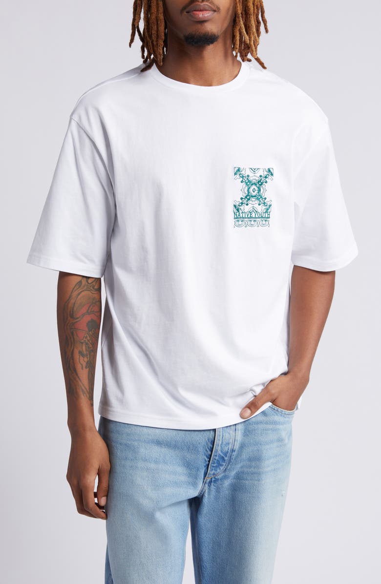 Native Youth Embroidered Cotton T-Shirt, Main, color, 