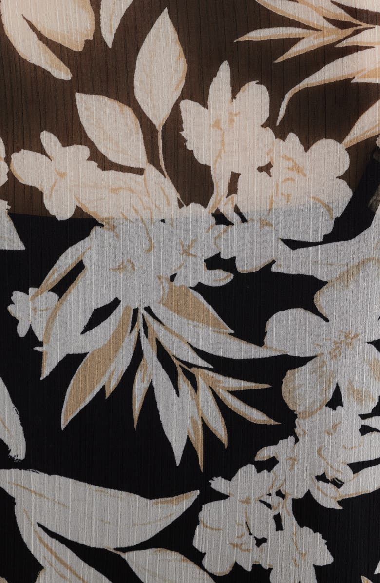 Anne Klein Print Ruffle Tie Neck Top, Alternate, color, 