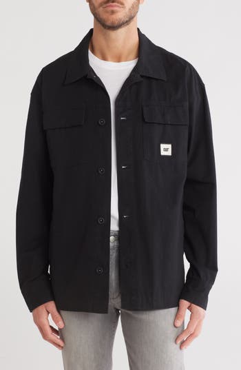 Cat Wwr Canvas Heavyweight Shirt Jacket In Black