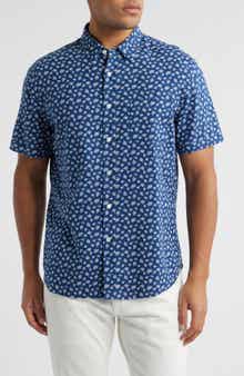 Rails Carson Short Sleeve Stretch Linen Blend Button-Up Shirt