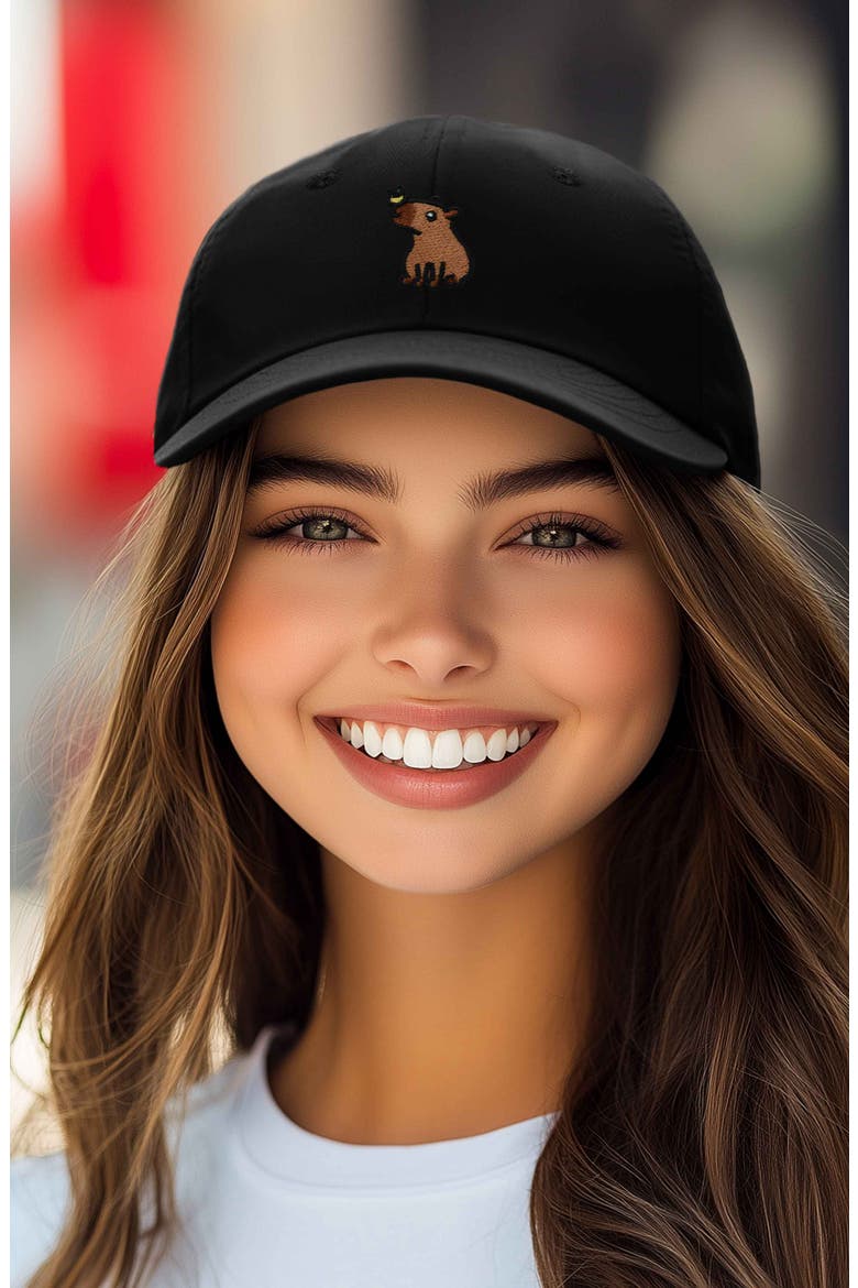 Capybara Embroidered Everyday Hat, Alternate, color, Black