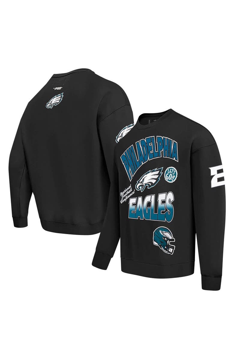 PRO STANDARD Men's Pro Standard Black Philadelphia Eagles Turn It Up Drop Shoulder Pullover Sweatshirt, Main, color, Black