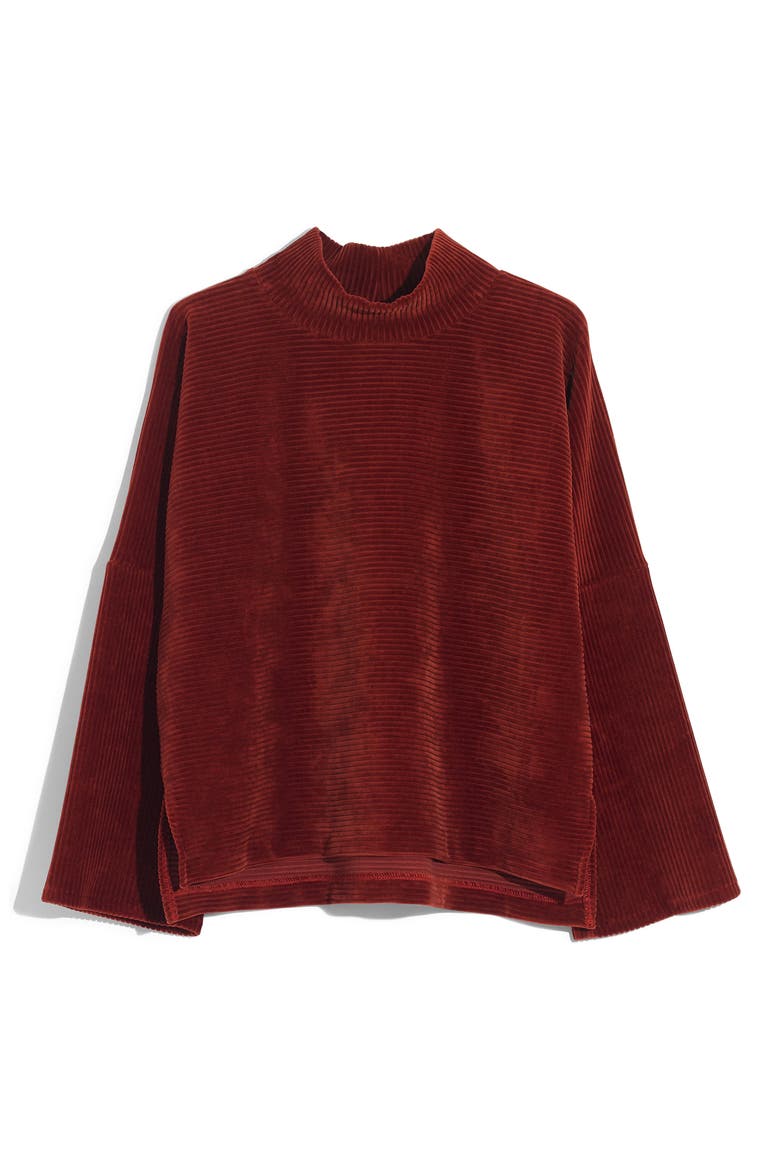 Texture & Thread Velour Corduroy Mock Neck Top, Main, color, CANTERBURY RED