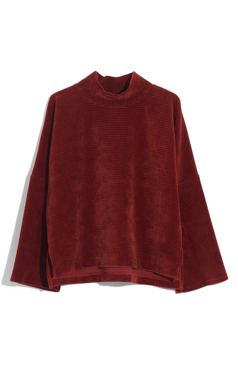 Madewell Texture & Thread Velour Corduroy Mock Neck Top, Main, color, Canterbury Red
