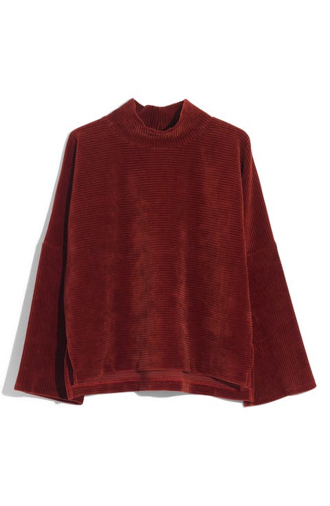 Texture & Thread Velour Corduroy Mock Neck Top