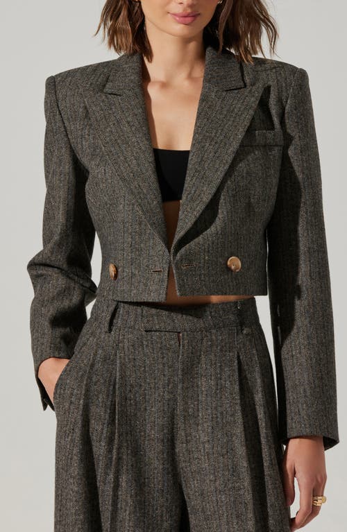 Astr The Label Dawson Herringbone Double Breasted Crop Blazer In Multi