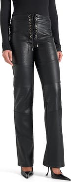 Manière De Voir Seren Croc Embossed Lace Up Trousers