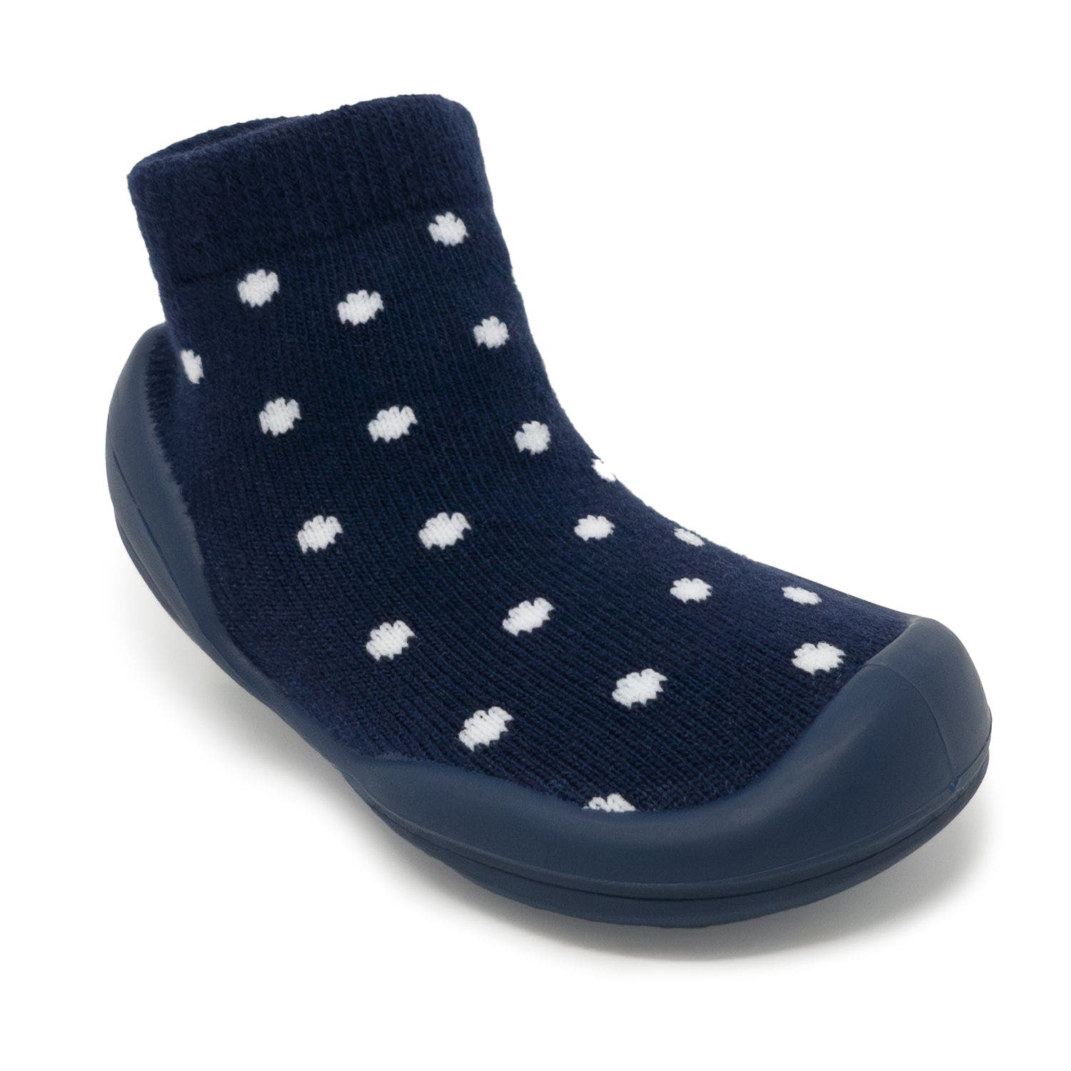 Komuello Toddler Girl Sock Shoes - Dotty - Navy, Alternate, color, Dotty Navy