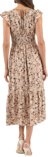 Floral Cap Sleeve Midi Dress
