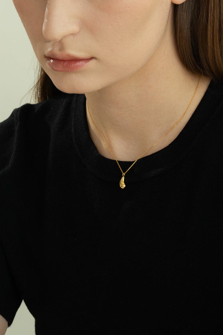 Sterling Silver 18k Gold Plated Jacqueline Teardrop Necklace Minimal, Alternate, color, Gold