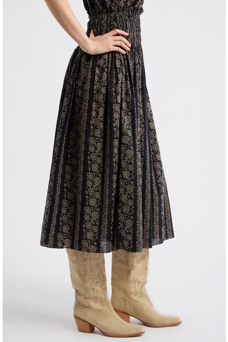 The Canary Print Midi Skirt, Alternate, color, BLACK AND CREAM TOKEN FLORAL