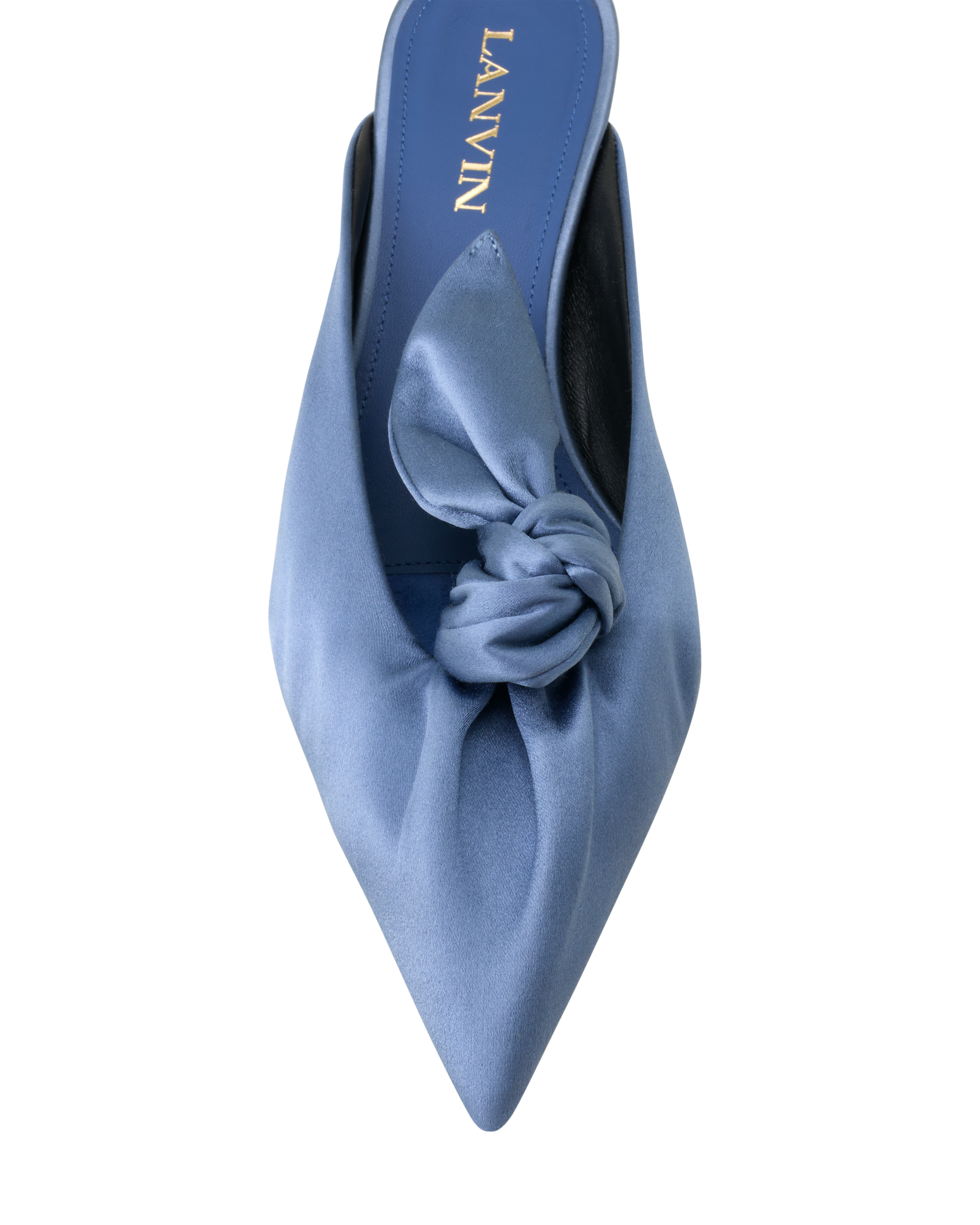 Lanvin Midnight Step Heeled Mules With A Satin Bow, Alternate, color, Lanvin Blue