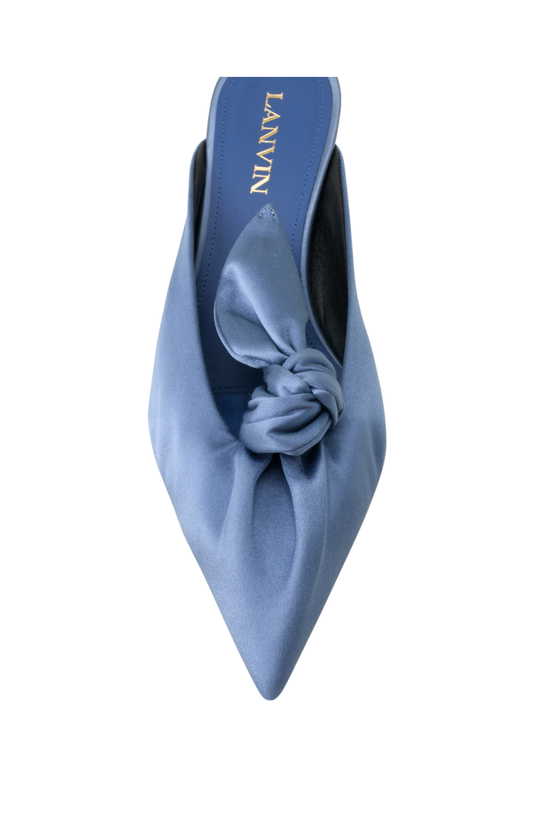 Lanvin Midnight Step Heeled Mules With A Satin Bow, Alternate, color, Lanvin Blue