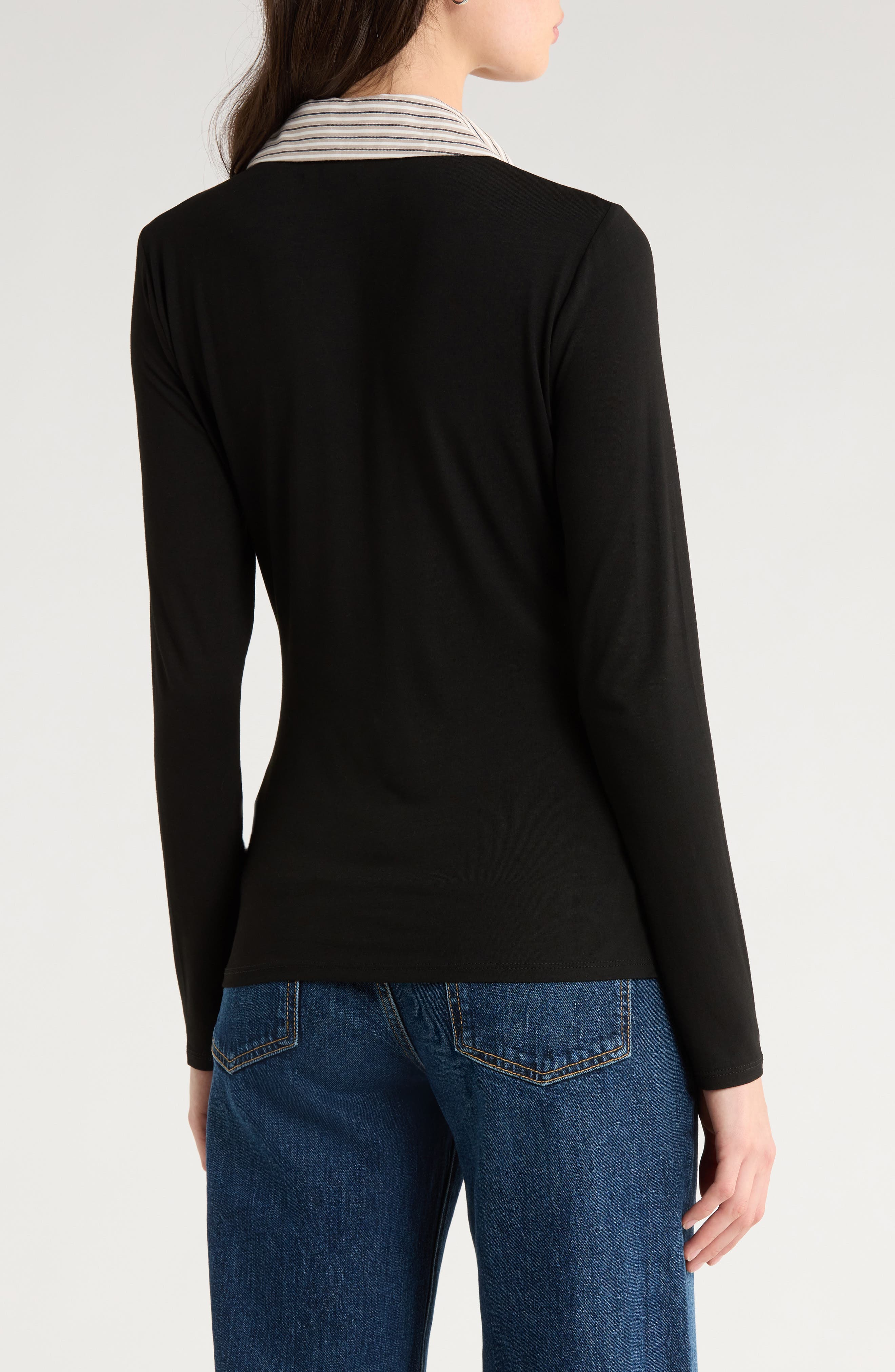 Mixed Media Long Sleeve Polo - image 2