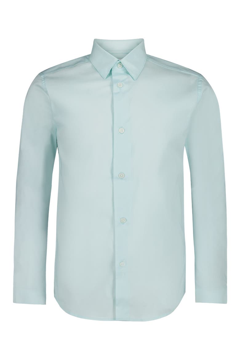 Kids' Fashion Stretch Poplin Button-Up Shirt, Main, color, LIGHT AQUA