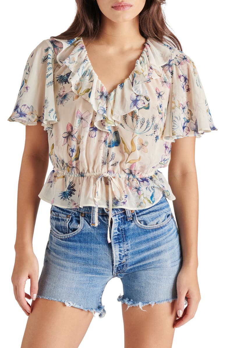 Steve Madden Brighton Floral Ruffle Top, Main, color,