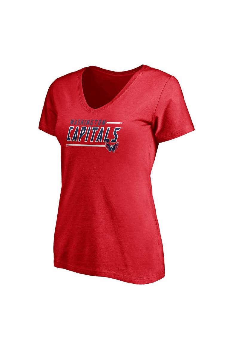 Women's Fanatics Branded Red Washington Capitals Plus Size Mascot In Bounds V-Neck T-Shirt, Alternate, color, Red