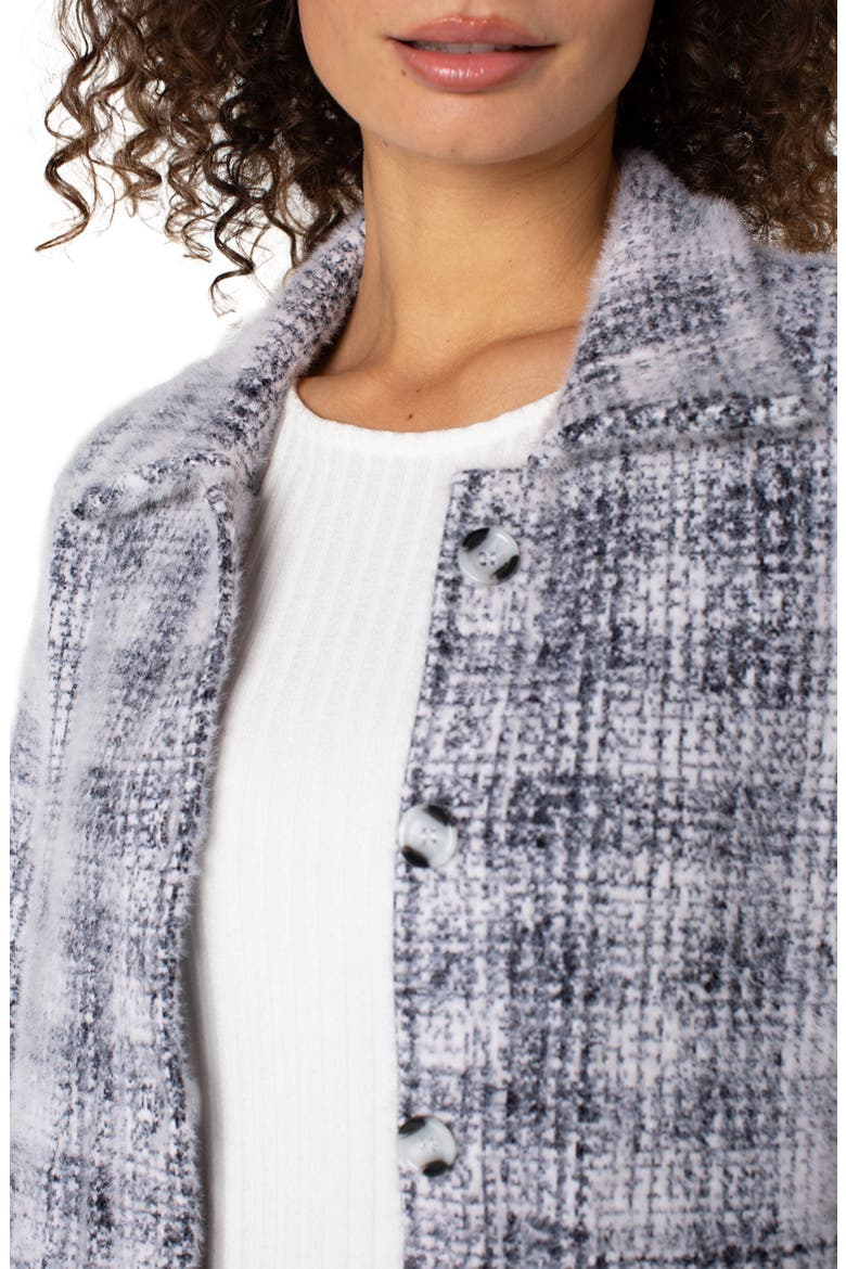 Plaid Bomber Sweater, Alternate, color, GREY/ WHITE PLAID