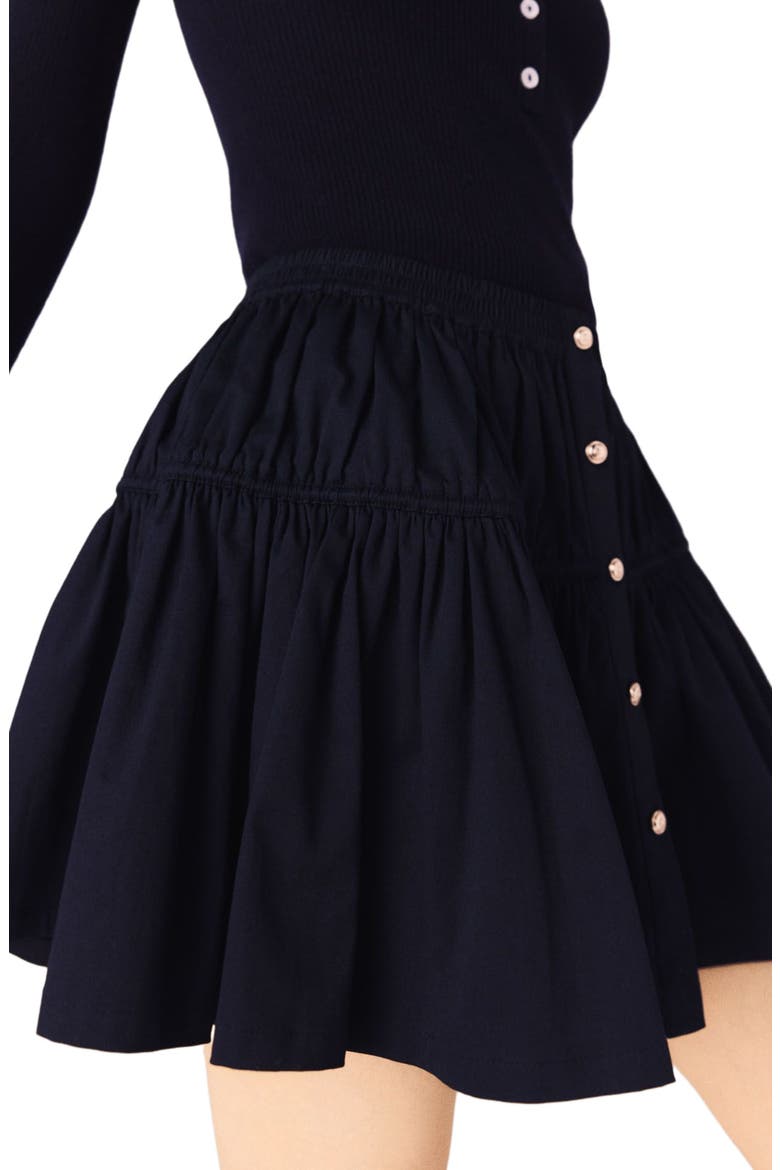 Mini elasticated waist skirt, Alternate, color, Navy