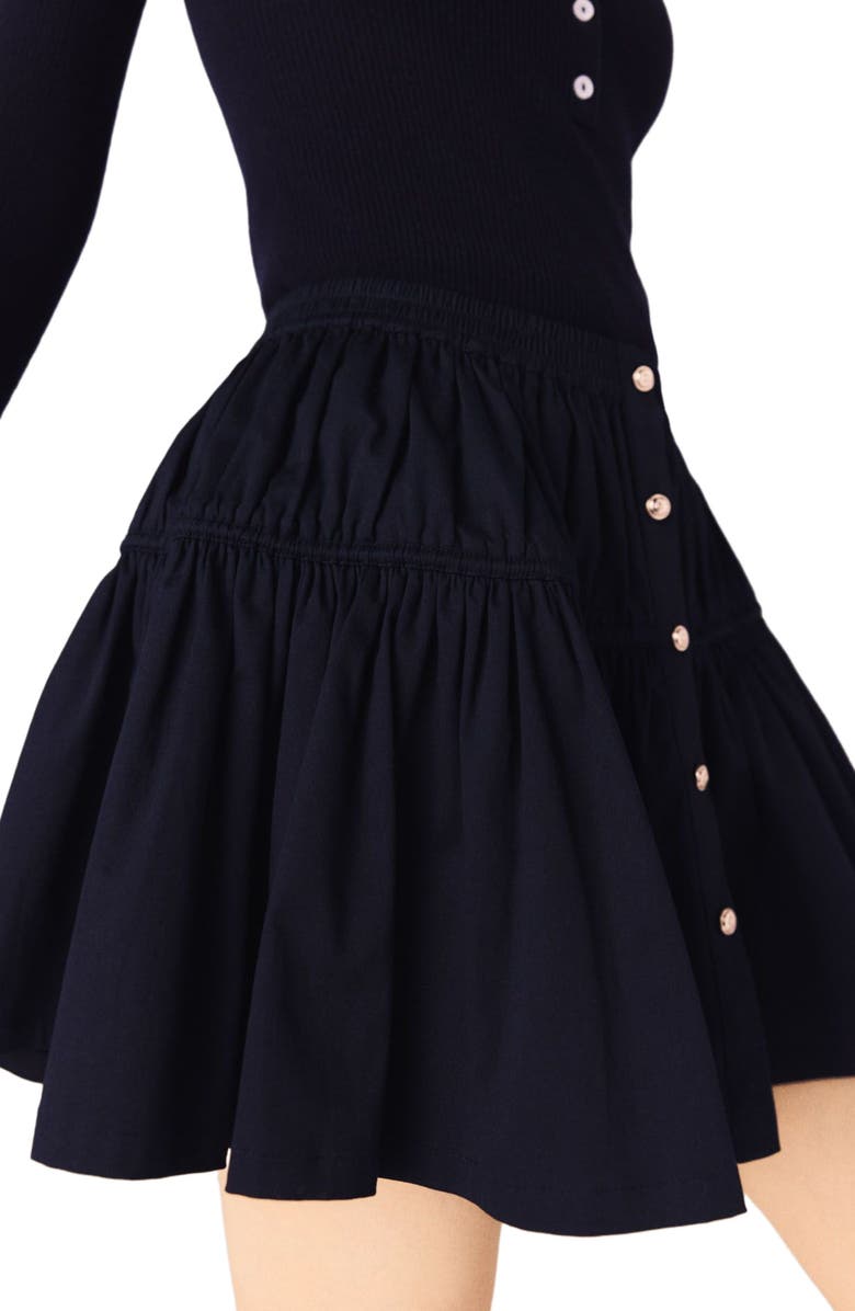 maje Mini elasticated waist skirt, Alternate, color, Navy