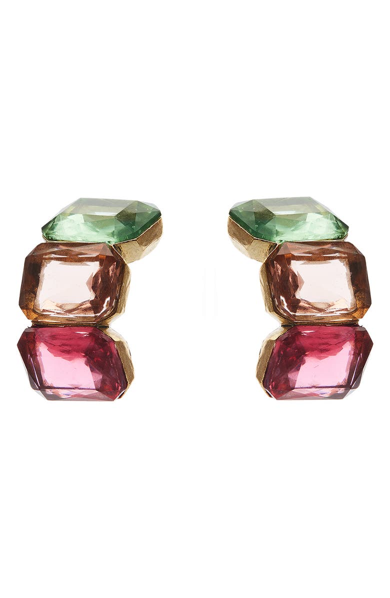 Oscar de la Renta Crystal Hoop Earrings, Main, color, 