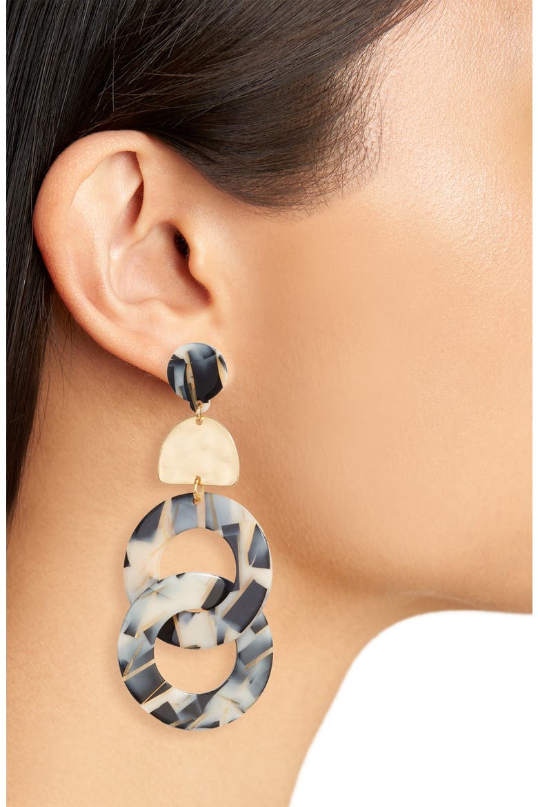 Linked Hoop Earrings, Alternate, color, BEIGE/ GOLD