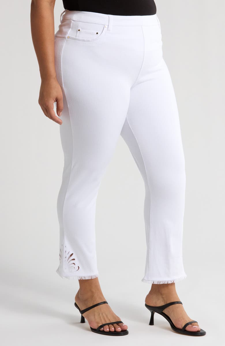 Lysse Yori Eyelet Fringe Hem Crop Straight Leg Jeans, Alternate, color, White