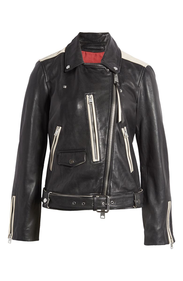 AllSaints Dren Contrast Leather Biker Jacket, Main, color, 