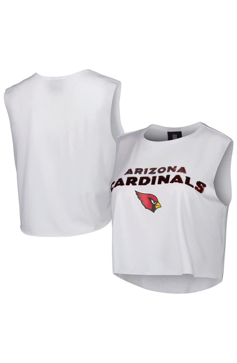 CUCE Women's Cuce White Arizona Cardinals Sequin Cropped Tank Top, Main, color,