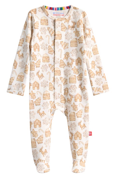Gingerbread Lane Organic Cotton Magnetic Closure Footie