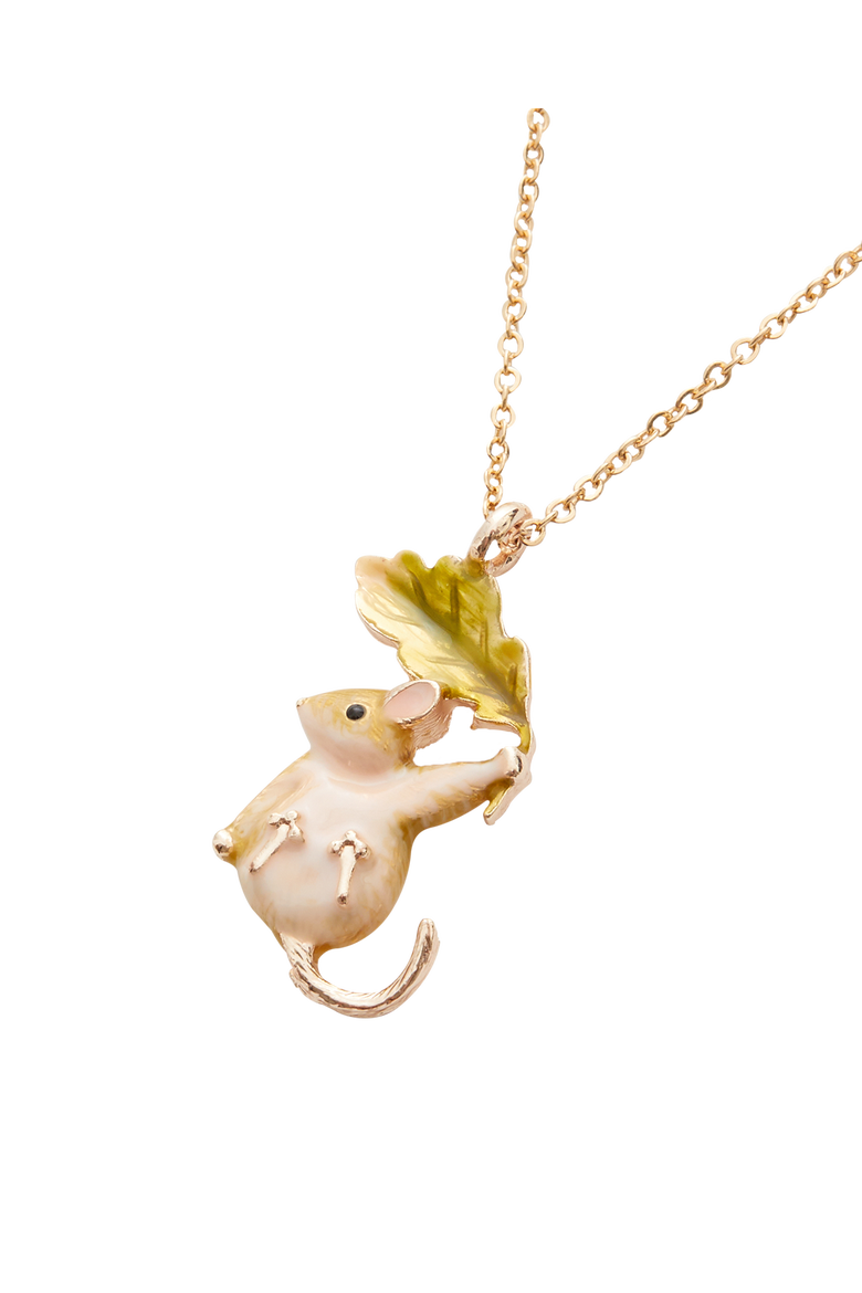 Enamel Dormouse Short Necklace, Main, color, Multi & Gold