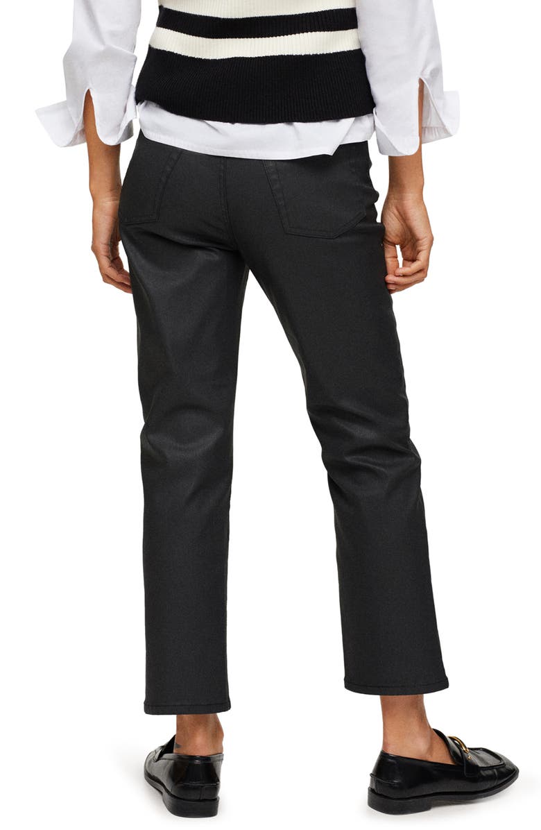 MANGO Committed Collection Waxed Ankle Straight Leg Jeans, Alternate, color,