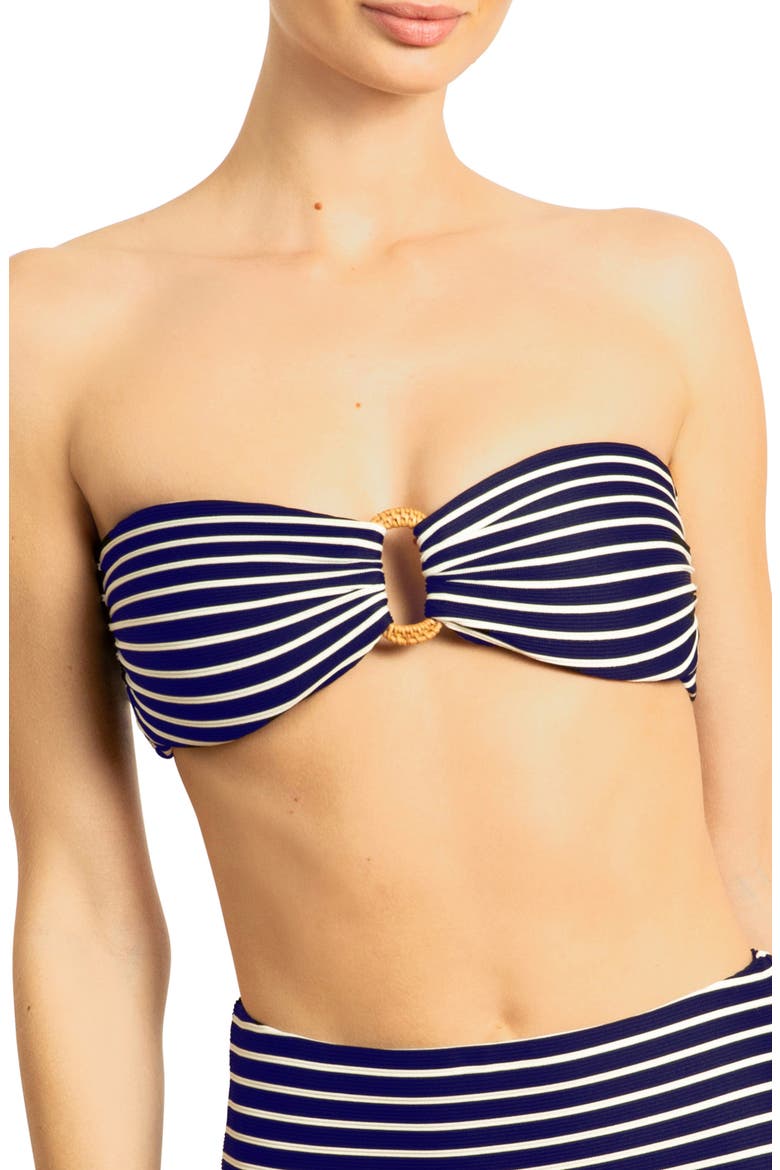 Parker Stripe Bandeau Bikini Top, Main, color, NAVY/ WHITE