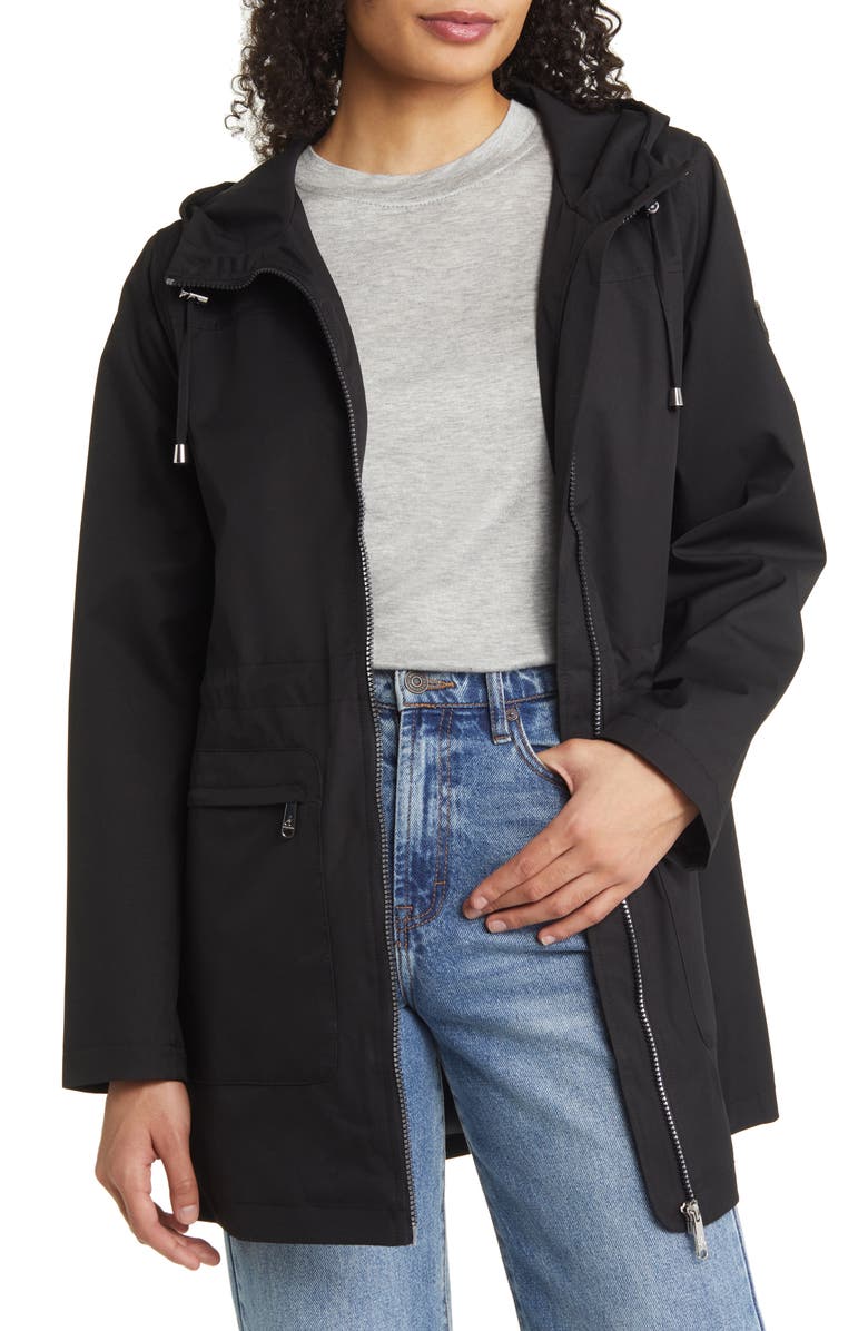 Sam Edelman Patch Pocket Hooded Water Repellent Rain Jacket, Alternate, color, 