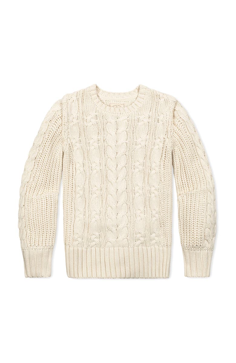 Hope & Henry Organic Peasant Sleeve Cable Sweater, Alternate, color, Ivory