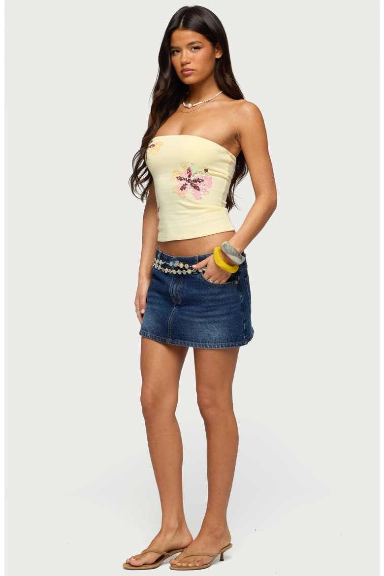 Braelyn Sequin Floral Tube Top, Alternate, color, LIGHT-YELLOW