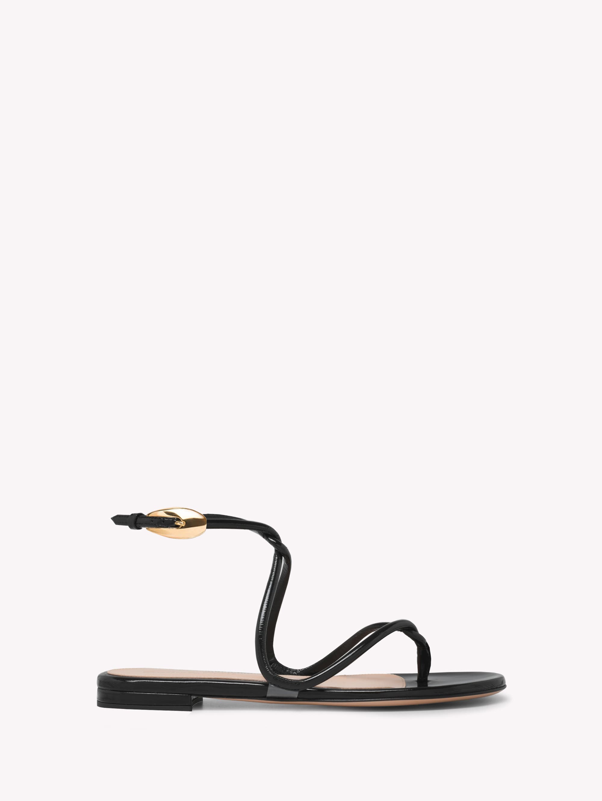 Gianvito Rossi Jungle Mamba Flat Sandals, Main, color, Black