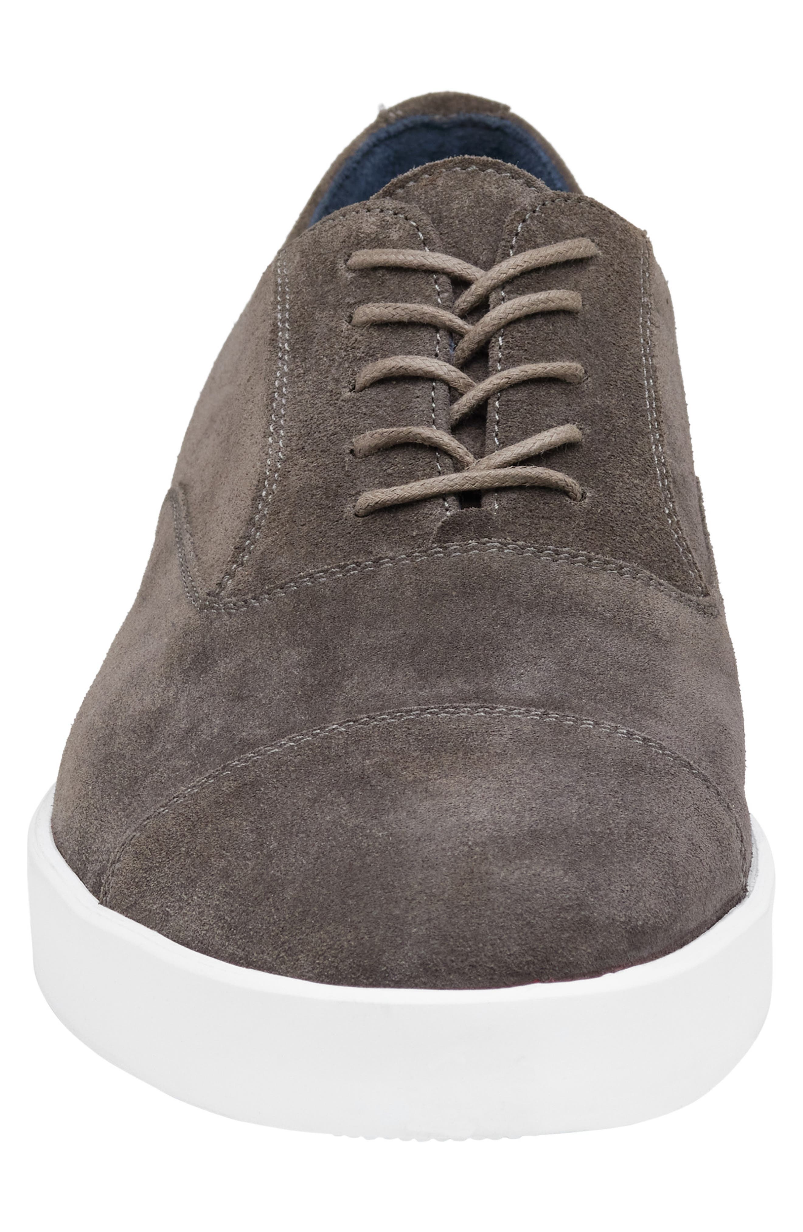 Johnston & Murphy Bolivar Cap Toe Water Resistant Sneaker, Alternate, color, Gray Italian Suede