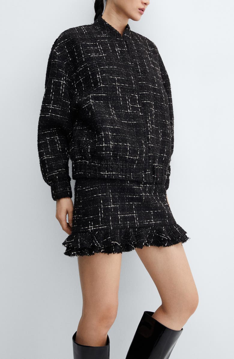 MANGO Tweed Bomber Jacket, Alternate, color, 