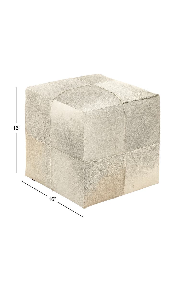 WILLOW ROW Smoke Gray Modern Leather Ottoman, Alternate, color, 